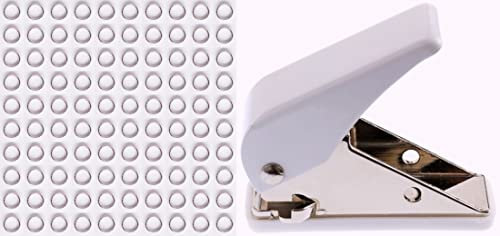 Flightlocher, optional + 100 Federringe Silber, Dart Flight Puncher, Locher für Dart Flights Plus Federringe aus vernickeltem Edelstahl (Locher Weiss + 100 Silber Federringe, ohne Flights)