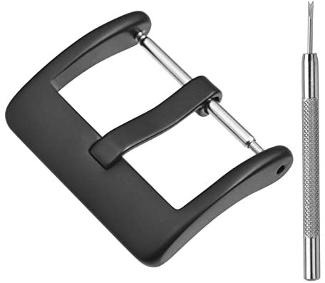 BISONSTRAP Ersatzschnalle für Uhrenarmband , Edelstahlverschluss für Smartwatch-Armbänder- 24mm, Matt Schwarz