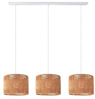 Paco Home Pendelleuchte Esstisch Korb Boho Hängelampe Esszimmer Lampe E27 Pendellampe Rattan Papier, Farbe:Natur (Ø27cm), Leuchtenart___Farbe:Pendelleuchte - Weiß
