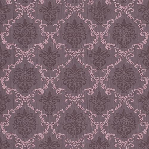 Textiloptik Tapete Profhome 956295-GU Textiltapete strukturiert im Barock-Stil matt violett 5,33 m2