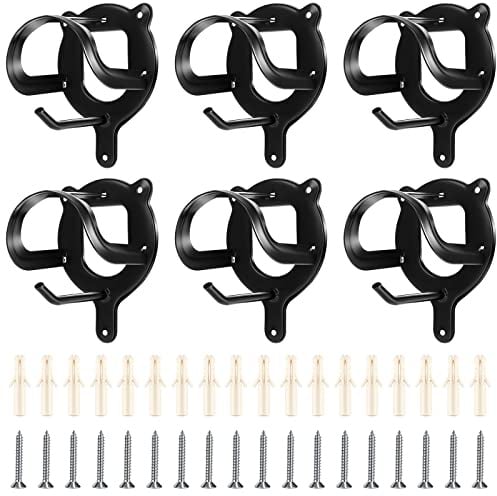 Dunzy 6 Counts Horse Bridle Rack Wall Mount Metal Bridle Hooks Bracket Halter Hanger Heavy Duty Horse Tack Storage Holder with Tubes and Screw for Tack Room Barn Stable Supplies, Black