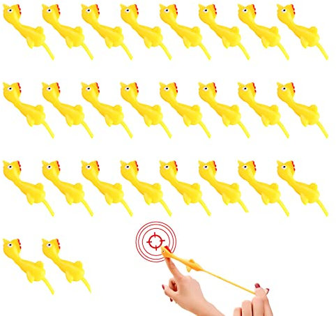 Schleuder Huhn 26 stück Schleuderhuhn Fliegende Hühnerschleuder Flying Chicken Slingshot Gummihuhn Steinschleuder Kinder Dehnbare Büro Gadgets Lustig Spielzeug Strecken Fliegende Hühner Katapult Huhn