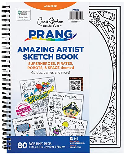 Prang Amazing Artist Sketch Book By Cassie Stephens, White, 8.5” x 11”, 80 Pages