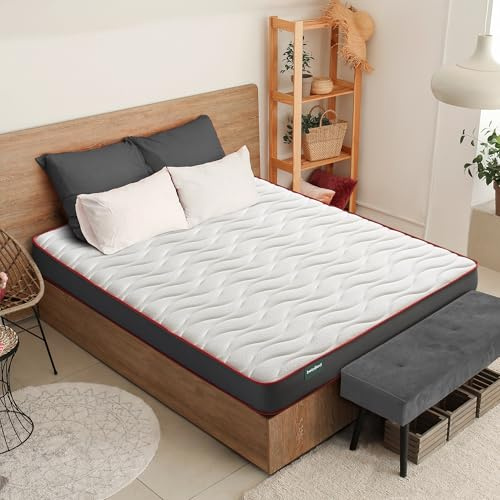 beloBed Colchon 140x190 cm Altura 18 cm. con Viscolastica Alto Confort. Reversible Doble Cara. Firmeza Media. Multicapa Transpirable. Nucleo de Espuma HR ComfortFusion