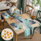 Tischsets und Tischläufer Sommer 4er Set Tischset Tischläufer Petrol und Graues Malerei Kunst Platzset Abwaschbar Tischläufer Outdoor Wetterfest Tischläufer Landhausstil für Esstisch Dekor 33x183cm