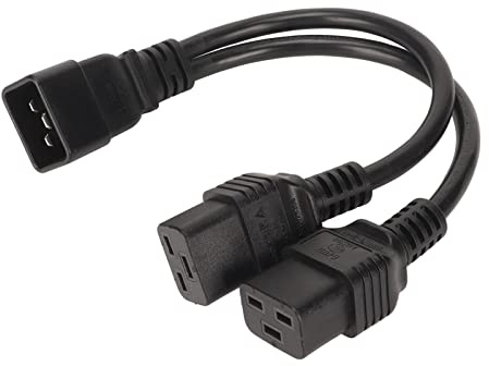 IEC320 C19-auf-C20-Kabel, Dual-IEC320-C19-Buchse auf IEC320-C20-Stecker, Universelles Y-Splitter-Stromkabel, 1 Eingang und 2 Ausgänge, 12,6 Zoll