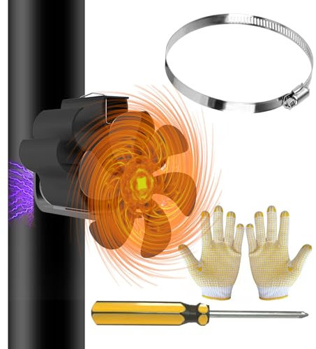 Kaminventilator Magnetisch, 6 Flügel Kaminlüfter für Holz/Brennholz/Feuerstelle/Ofenrohr, Leiser Kamin Ventilator Stromlos, Stove Fan for Fireplace, mit 2pcs Magnete &1pcs Ersatzteil Ring