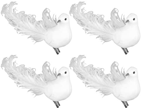 für 4 Stück künstliche Tauben Schaumstoff Tauben Friedenstauben für Hochzeit Deko für Handwerk Hochzeit Dekoration Party Zubehör Weihnachtsbaum Ornamente