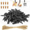 Hengxinchen Lot de 168 Mini Pince à Linge Bois Noir 25MM Mini Pince à Linge Mariage Petite Epingle en Bois pour Photo pour Polaroid Photo avec 10M Corde de Jute DIY Mini Epingle en Bois Photo