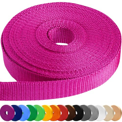 TECEUM 25 mm Gurtband – Heißes Rosa – 9 Meter – Gurtband für Outdoor & Indoor, Basteln & DIY (1” 10y)