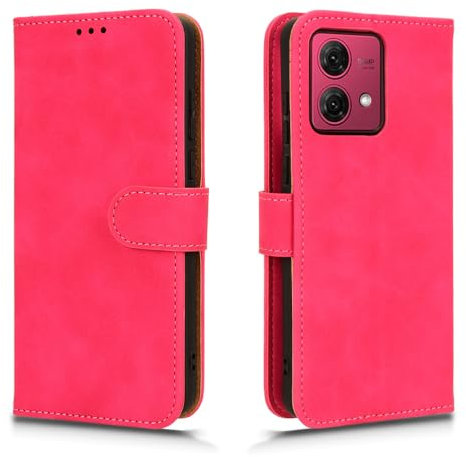 HAOYE Coque pour Motorola Moto G84 5G, Etui Protection Housse Premium en Cuir PU Flip Case Portefeuille ave ID Carte de Crédit Slot Fermeture Magnétique, Rouge