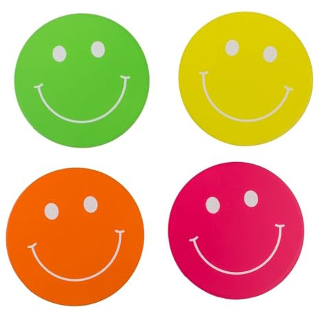 Out of the blue Smile Gesichter Untersetzer in Neon-Farben im 4er Set - Bierdeckel Glasuntersetzer Unterleger
