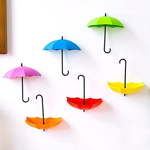 6pcs Umbrella Shaped Creative Key Hanger Rack Home Decorative Holder Wall Hook for Kitchen Organizer Bathroom Accessories