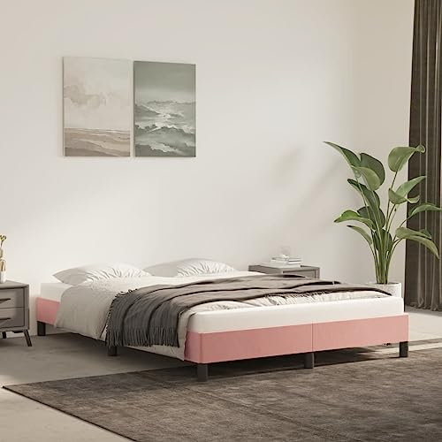 Coavain Aggiorna Giroletto Rosa 140x190 cm in Velluto Divano Letto Angolare Rete Singola Vestiletto Matrimoniale Contenitore Letti a Soppalco una Piazza e Mezza Coprirete Bed Frame