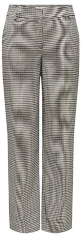 ONLY Onllettie MW STR Pantalon à Carreaux, Cloud Dancer/Checks: Tanin & Cornet Blue & Night Sky & Peat, 38W x 32L Femme