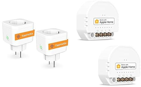 Tasmota Steckdose mit Stromzähler, Refoss Smart WLAN zur Messung von Stromverbrauch & Refoss Mini WLAN Relais Schalter, Kompatible mit Apple HomeKit