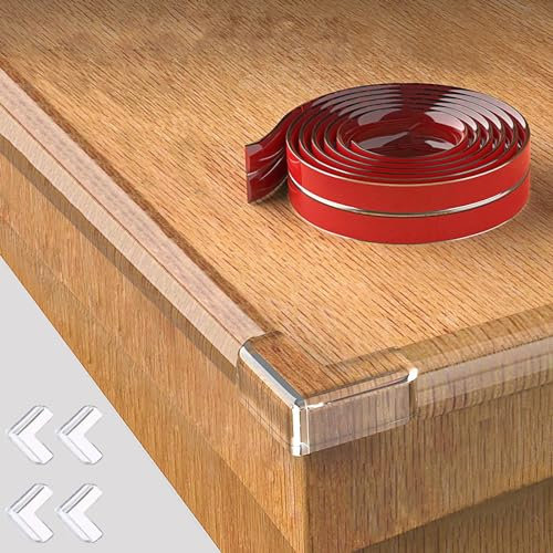 Fhlbestyu 3/5 Meter Kantenschutz Baby mit 4 Ecken Kantenschutz, Eckenschutz Baby Selbstklebend Edge Corner Protection für Baby Weich Tischkantenschutz Klebebänder, Breite: 1,5 x 1,5
