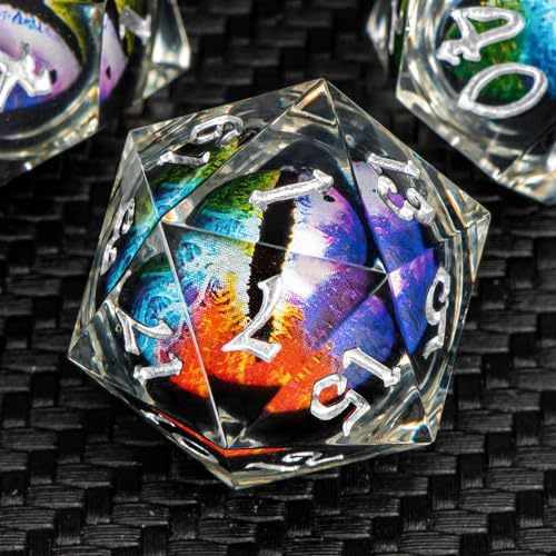 KERWELLSI Liquid Core Cool Beholder Dragon Eye DND-Würfel-Set mit Geschenkbox