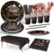 Nkaiso 161pcs Noir et Rose Or Anniversaire Party Vaisselle,Kit Vaisselles Anniversaire Assiette Dîner Papier Tasse Serviette Réutilisable vaisselle - 20 invités