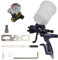 JZNTOOLS 6800B Pistola de pintura en aerosol de aire, LVLP con alimentación por gravedad, boquilla de 1.3 mm, capacidad de 600 CC con regulador de aire, pistola pulverizadora de pintura para paredes,