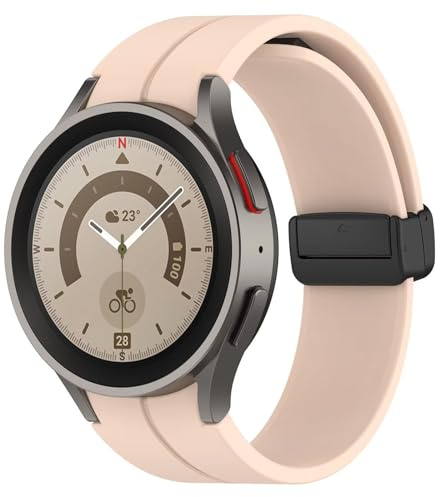 FTRONGRT Armband Kompatibel mit Samsung Galaxy Watch 4 Classic, TPU-Silikon, Weich und Bequem, Ersatz Uhrenarmband Kompatibel mit Samsung Galaxy Watch 4 Classic.Schwarze Schnalle Offizielles Pink