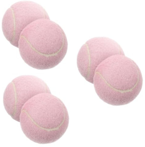 Milisten 6 STK Tennisspielzeug Mädchen Spielt Tennis Tennisbälle Masse Tennis Trainieren Drucklose Tennisbälle Balltennis Für Spieler Schläger Tennisbälle Für Hunde Badminton Gummi Rosa