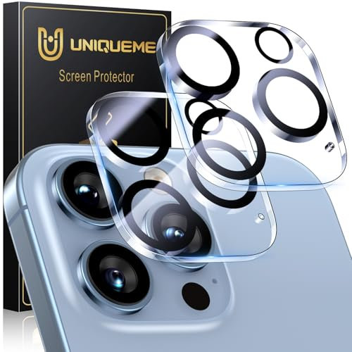 UM UNIQUEME pour iPhone 13 Pro/13 Pro Max Protection de Camera - 2 Pièces Ultra HD 9H Protection Objectif pour iPhone 13 Pro/13 Pro Max, résistant aux Rayures, Stable et Fiable