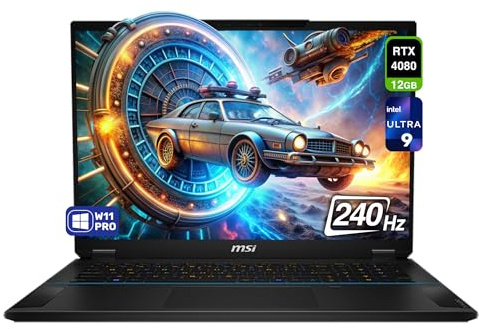 MSI Stealth 18 AI Studio Gaming Laptop, Intel Ultra 9-185H, 32 GB DDR5 RAM, 2 TB PCle SSD, 18” QHD+ (2560x1600) 240Hz, Nvidia G-Force RTX 4080, Backlit Keyboard, W11 Pro