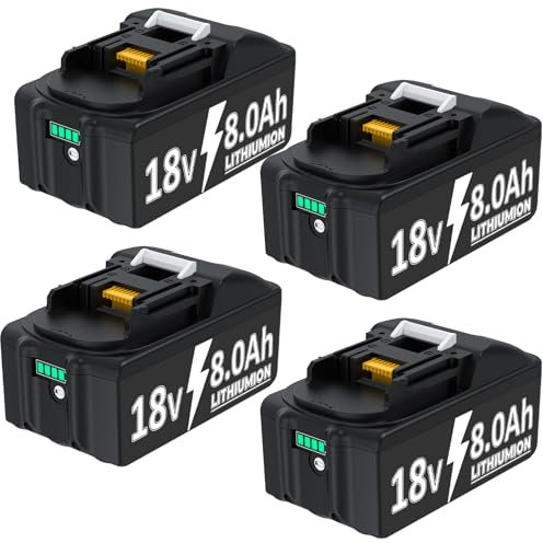 4 Packs 8.0Ah 18V BL1850B Replacement for Makita 18V Battery,Compatible with Makita Batteries BL1860B BL1850B BL1850 BL1840 BL1830 BL1860 BL1835 BL1845 BL1820B,Compatible with Power Tools