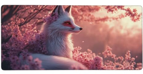 Tapis de Souris Gaming Japon Tapis de Souris XXL 1000x500x3mm Renard Tapis de Bureau sous Main avec Base en Caoutchouc, Mouse Pad à Bords Cousus antidérapante pour Gamer Personnel de Bureau-z823