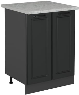 Vicco Küchenunterschrank R-Line, Küchenkommode, Anthrazit Landhaus, 60 cm AP Marmor