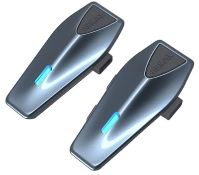 ASMAX S1 Motorcycle Bluetooth Headset, Voice Control Motorcycle Communication Systems, 8 Riders Helmet Intercom with FM Radio, Noise Cancellation Helmet Speakers with Universal Pairing (S1-2 Pack)