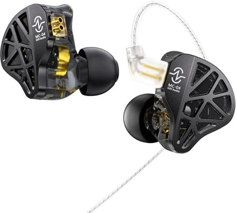 keephifi CCZ MC04 In Ear Monitor, Cuffie In Ear Gaming Driver Ibrido Magnetico 10 mm 1DD + 1BA, Auricolari con Filo OFC Placcato Argento Staccabile da 3,5mm, IEMs a Latenza Zero per Performers