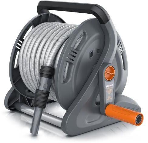 Brandson - Enrouleur Tuyau arrosage de 20 mètres, Enrouleur mobile de tuyau de jardin avec 20 m de tuyau, 2 m d'alimentation, Support mural, Manivelle, Pulvérisateur de nettoyage