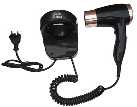 ElriBird - Secador de pelo de pared para hotel, 1600 vatios, Premium, color negro