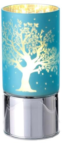 Holyart Lampada LED Vetro Azzurro Opaco Albero della Vita Bagutta bomboniere