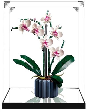 Acrylic Display Case for Lego 10311 Orchid Model, Dustproof Transparent Display Case, Model Collection Display Case (Model not Included) (Mirror Base 2mm)