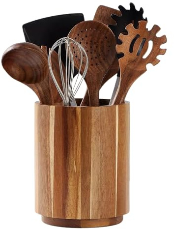Trochate Kitchen Tool Holder | 7.1 Inch Wooden Utensil Holder | Rotating Fork Organizer Large Cutlery Rack for Daily Use Home Dining Pantry Cabinet Men Women Picnic Barbecue Camping