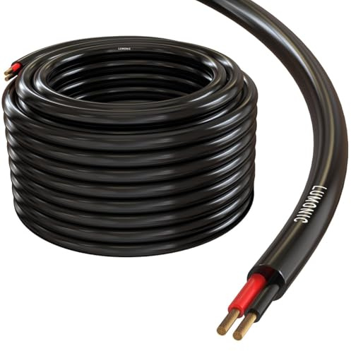 Lumonic Lautsprecherkabel 25m Schwarz | 2x 2,5mm² CCA | HiFi Boxenkabel | Audio Rundkabel | Profi PA Installations- Audio- Rundkabel