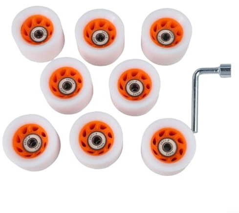 Oniissy Rollschuh-Rollen mit Kugellagern, 58 mm x 32 mm/39 mm, hochelastisches PU, für zweireihige Quad-Skates und Inline-Skateboards, für drinnen und draußen, 8 Stück (orange (92 A))