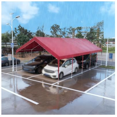 Großes, Wetterfestes Und Robustes Carport-Überdach Für Pkw Und Wohnmobile, 16,4 X 32,8 X 6,5 Fuß (ca. 5 X 10 X 2 M)(Red)