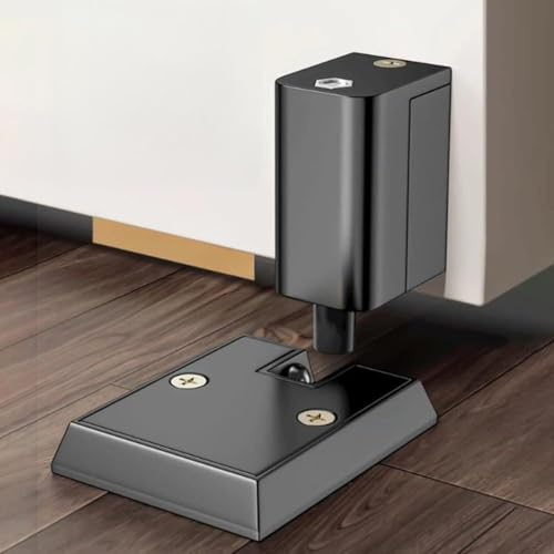 babominimer Winddichter, robuster, mechanischer Türstopper, verstellbar, ohne Bohren, Türstopper für Holz- und Edelstahltüren, Zinklegierung, Türbeschläge für 5 mm bis (schwarz)