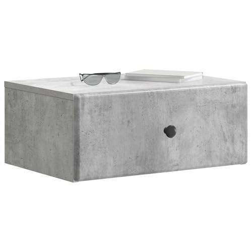 vidaXL Wandmontierter Nachttisch Betongrau 49 x 34,5 x 20 cm, Moderne Schlafzimmermöbel, rechteckiger Nachttisch mit viel Stauraum, kompakter Tisch für kleine Räume