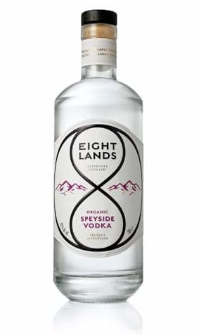 Eight Lands Organic Speyside Vodka | Two-Stage Fermentation | Best Vodka 2023 at Hong Kong IWSC | Pure Scottish Spring Water | Gluten-Free, Vegan | Family Distillery | 42% Vol - 70cl Bottle