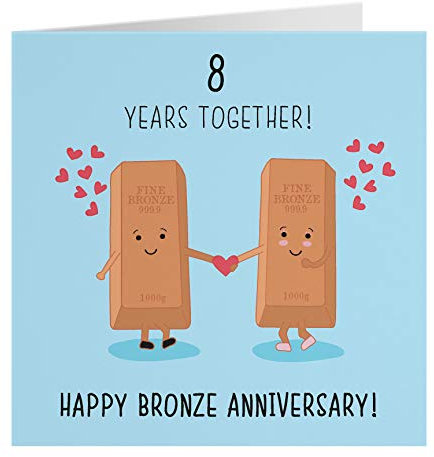 Hunts England 8th Wedding Anniversary Card - Bronze Anniversary - Iconic Collection - Standard - 148 x 148 mm