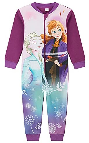 Disney Frozen 2 Pigiama Intero in Pile Bambina di Elsa ed Anna Regno di Ghiaccio, Tute in Pile Bambino, Pigiami Tuta Intera, Pigiami Interi Ragazza, Regalo Bambina (Viola/Lilla, 2-3 Anni)