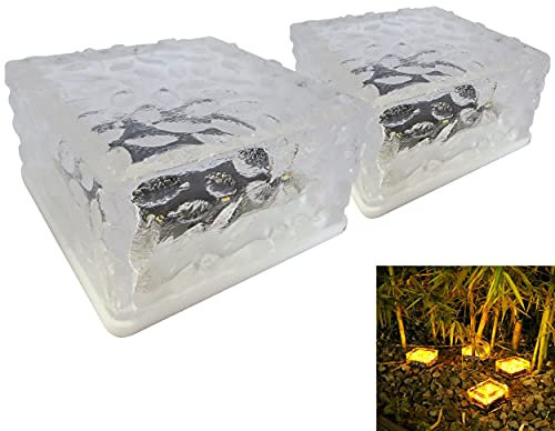 2x LED Solarwürfel warmweiß inkl. Akku - 2 Würfel im Set Solarlaterne Solarglas Gartenlampe Solarlampe Laterne