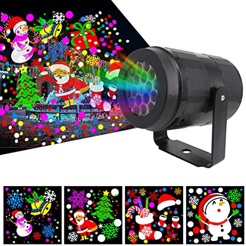 KKPLZZ Luci del proiettore di Natale, 16 Diapositive Lampada del proiettore di Natale Lampada di proiezione a LED Impermeabile per la Decorazione di Interni ed Esterni di Natale di Halloween
