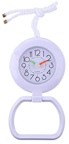 Sharplace Badezimmer Duschwanduhr Schiefer Hängeuhr mit Ringhandtuchhaken, Geräuschlos, Zum Aufhängen Oder Aufstellen, Weiß