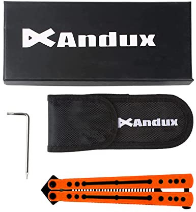 Andux Bali - Peine (cabeza de acero de carbono negro, mango naranja g-10, mango de seguridad de color naranja)